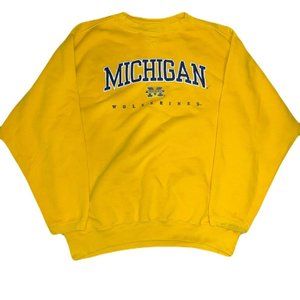 Vintage 1990s Yellow Varsity Athletic Michigan Wolverines Crewneck / Sweatshirt